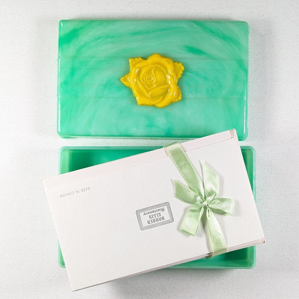 Mint Green plastic stationery box made in Canada